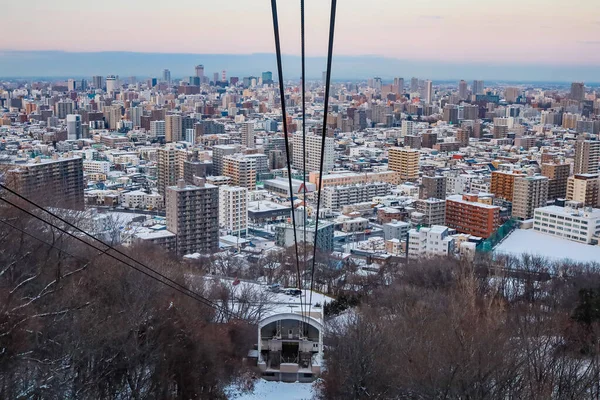 View Top Moiwa Sapporo City Hokkaido Japan Winter Night Cityscape — Stock Photo, Image