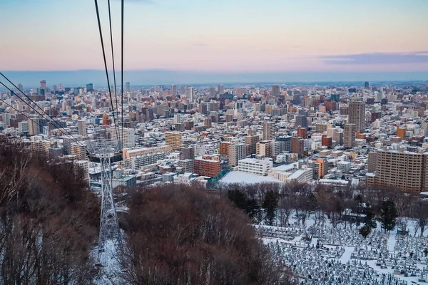View Top Moiwa Sapporo City Hokkaido Japan Winter Night Cityscape — Stock Photo, Image