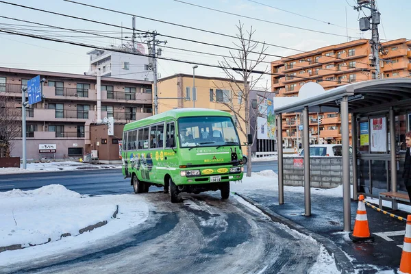 Sapporo Hokkaido Japón Diciembre 2019 Servicio Autobús Lleva Los Turistas — Foto de Stock