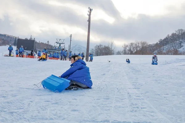 Hokkaido Japan Dezember 2019 Foto Eines Asiatischen Mannes Beim Gemeinsamen — Stockfoto