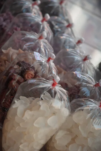 Tayland, bir plastik torba, yemeye hazır taze gıda pazarı