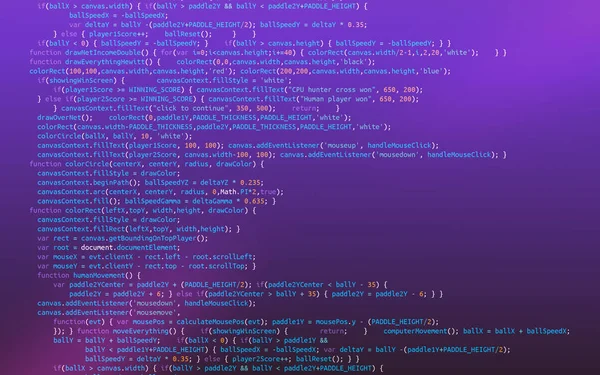 紫色の背景にプログラミング コード スクリプト ストック画像