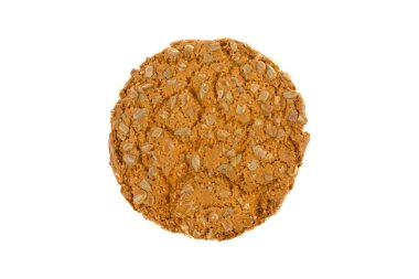 Ayçekirdeği beyaz arka plan üzerinde yuvarlak kurabiye