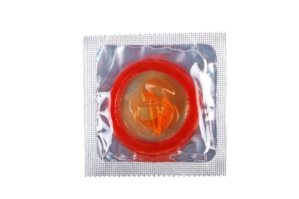 Färgad Kondom Vit Bakgrund — Stockfoto