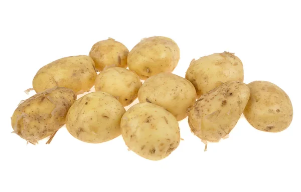 Een Heleboel Verse Aardappelen Een Witte Achtergrond — Stockfoto