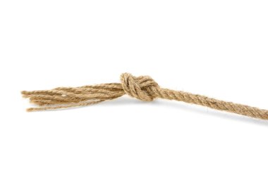 Çamaşır ipi hasır beyaz arka plan üzerinde düğüm