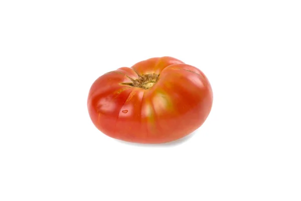 Roze Tomaat Met Water Druppels Een Witte Achtergrond — Stockfoto