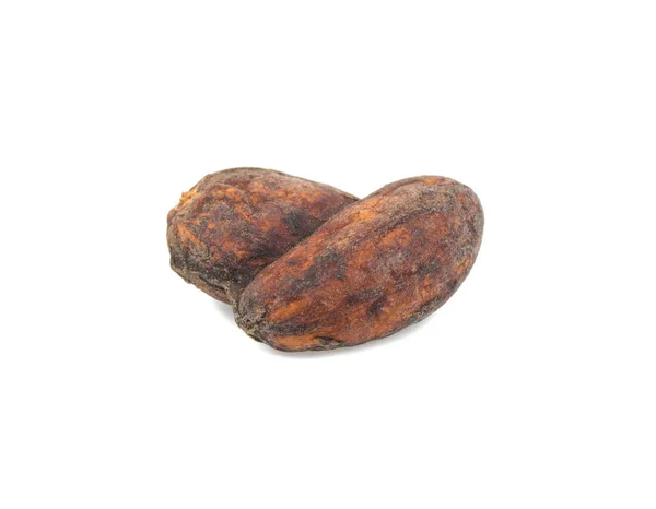 Kakaobohnen Isoliert Auf Weißem Hintergrund — Stockfoto