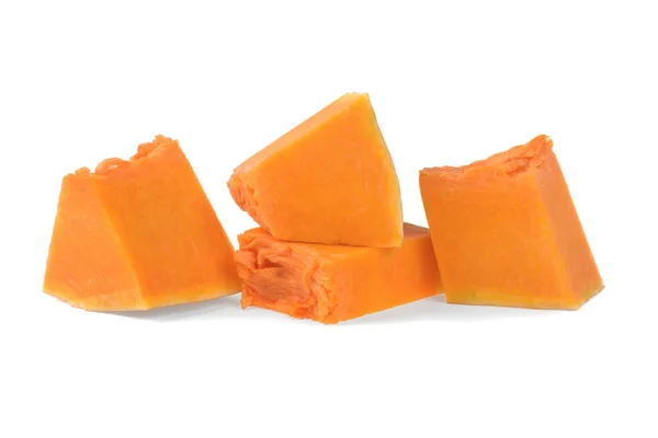 Pumpkin Chopped Slices Isolated White Background — Stock Photo, Image