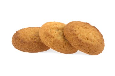 Beyaz arka planda izole edilmiş çikolatalı kurabiyeler. Tatlı bisküviler. Ev yapımı pasta..