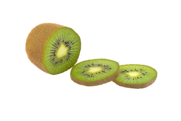 Tranches Kiwi Isolées Sur Fond Blanc — Photo