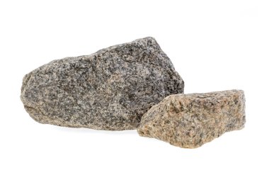 Beyaz zemin üzerinde doğal granit taş, izole.