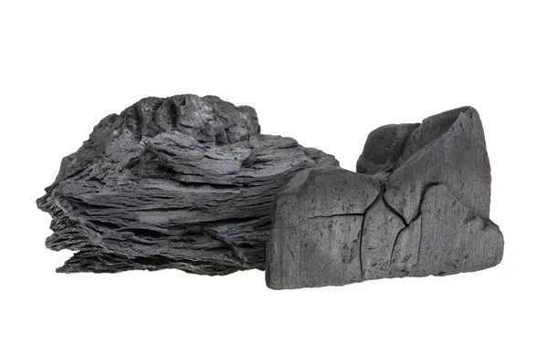 Uhlí Tvrdého Dřeva Bílém Pozadí Izolované — Stock fotografie
