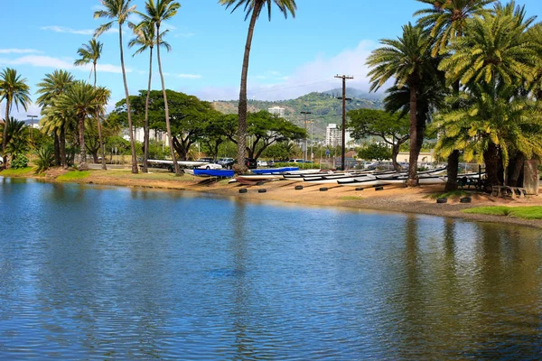 Ala Wai Canal Long Water Course Waikiki Hawaii — Stock Photo, Image