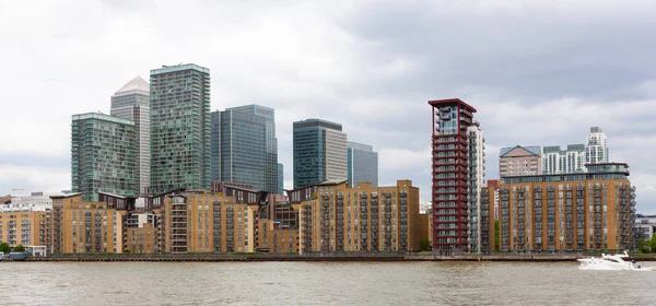 Skyline Canary Wharf Набережная Реки Темзы Лондон Англия — стоковое фото