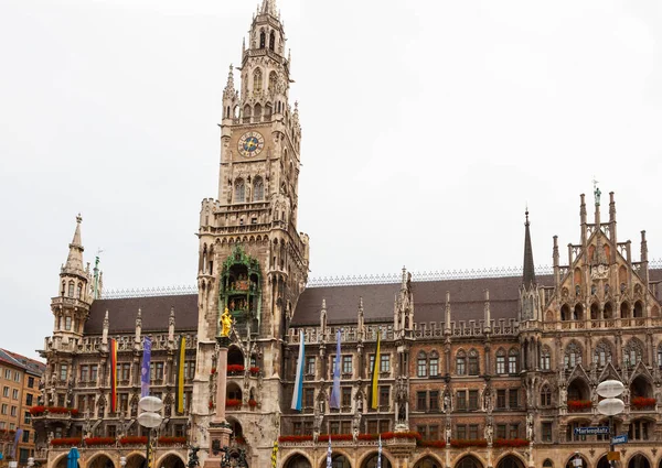 Ratusz Monachium Gotyckie Centrum Kulturalne Marienplatz Monachium Niemcy — Zdjęcie stockowe