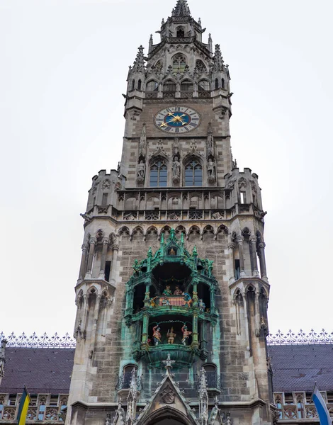 Rathaus Glockenspiel Monaco Germania Statuette Della Torre Dell Orologio Del — Foto Stock