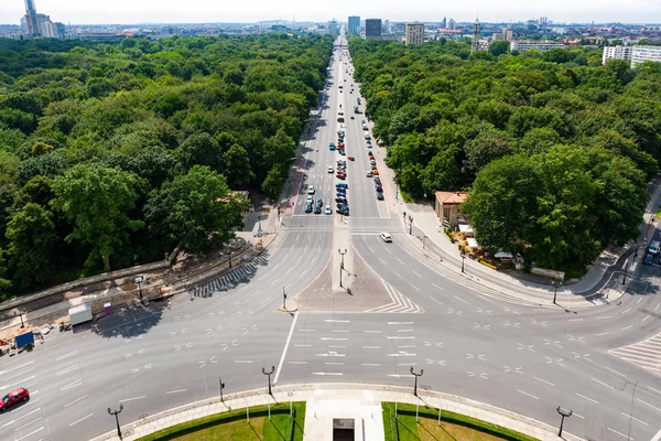 Tiergarten Panoramę Berlina Zachodniego Końcu Strasse Des Juni Niemcy — Zdjęcie stockowe