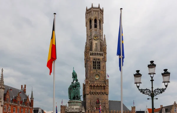 Bruggská Zvonice Středověká Zvonice Tyčící Nad Náměstí Trhu Bruggy Bruggy — Stock fotografie