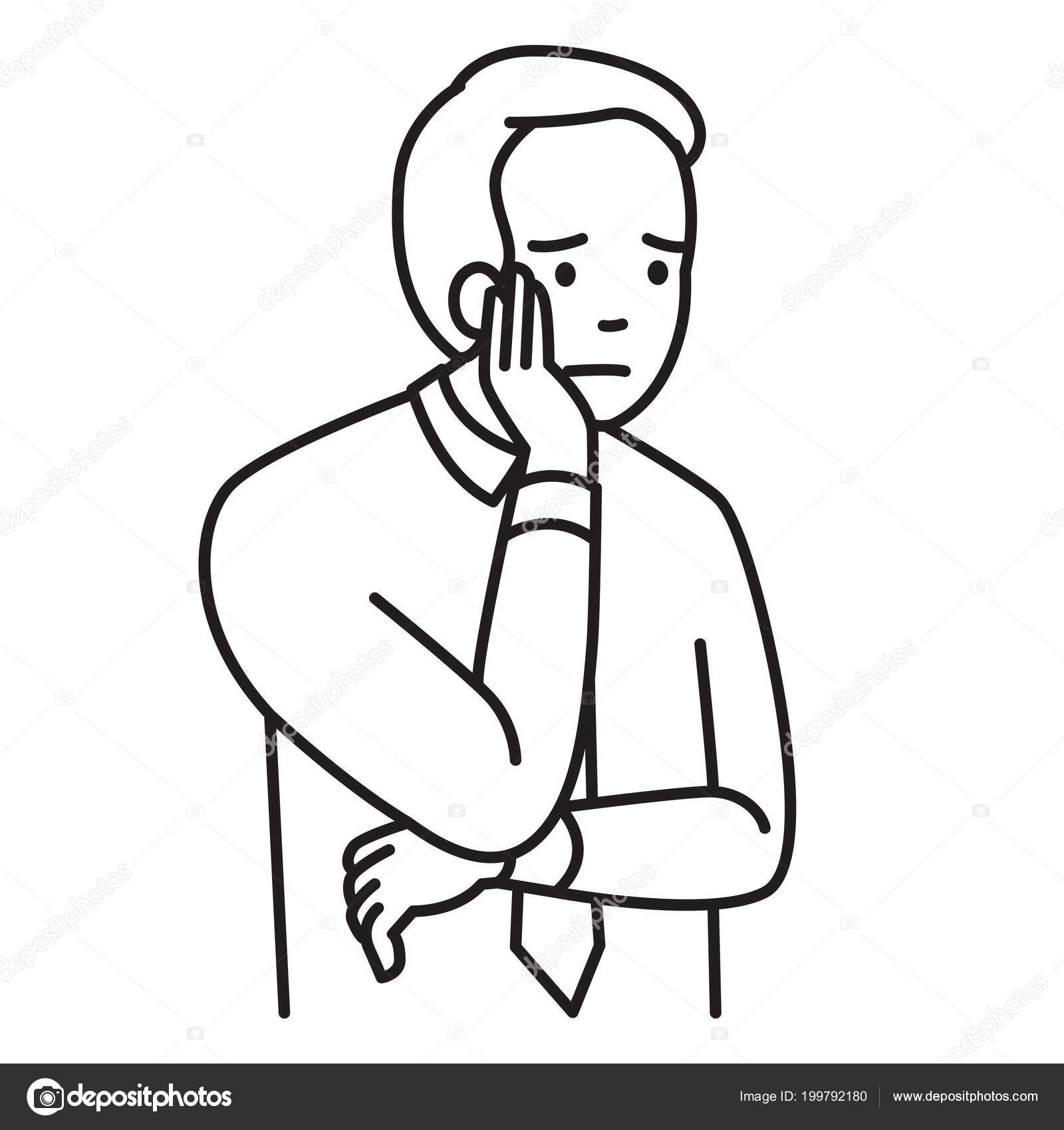 Vector Illustration Character Portrait Business Man Covering