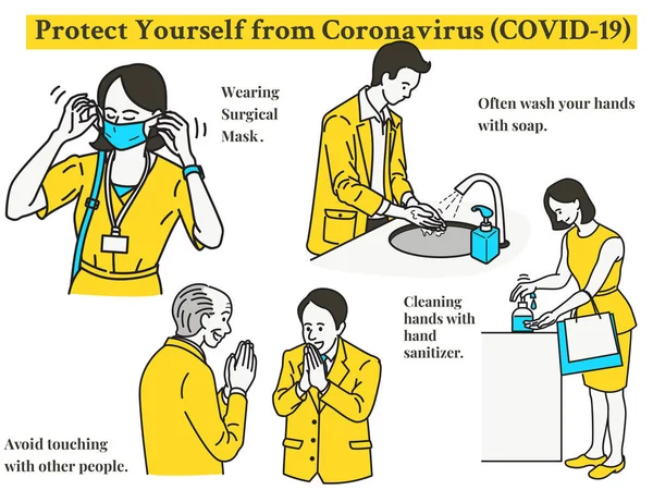 Infografik Över Enkla Sätt Att Skydda Dig Från Coronavirus Eller — Stock vektor