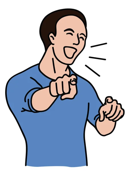 Ilustracja Wektora Człowieka Wskazującego Ciebie Palcem Śmiejącego Się Tyranii Liniowy — Wektor stockowy