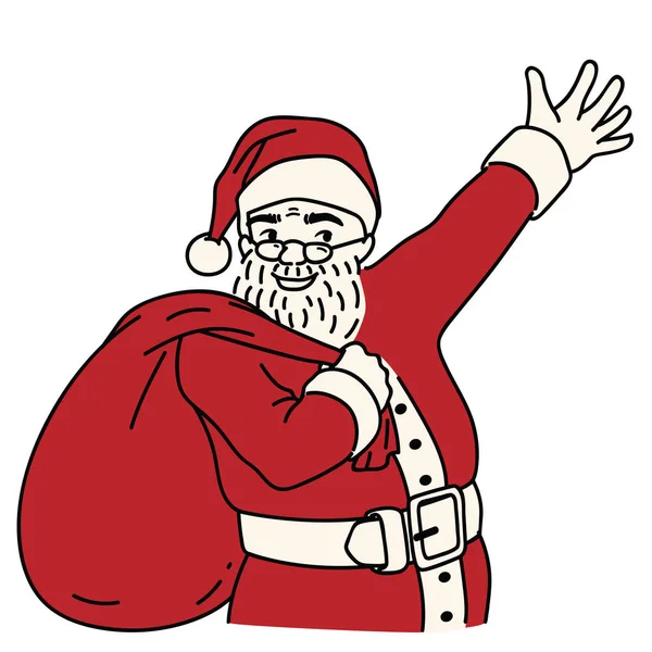 Carácter Ilustración Vectorial Santa Claus Feliz Sonriente Mostrando Mano Presentando — Archivo Imágenes Vectoriales