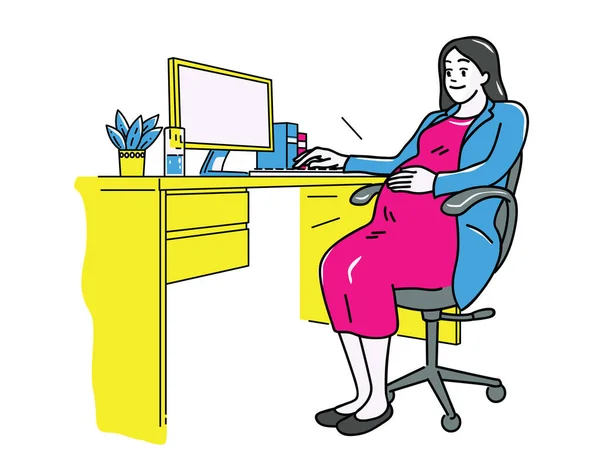 Carácter Ilustrativo Vectorial Mujer Negocios Embarazada Trabajadora Oficina Sonriente Feliz Ilustraciones de stock libres de derechos