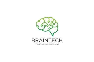 Fikir beyin logosu ve ikon vektör çizim şablonu