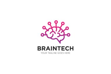 Fikir beyin logosu ve ikon vektör çizim şablonu