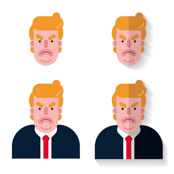 Donald Trump Cara Plana Icono — Archivo Imágenes Vectoriales