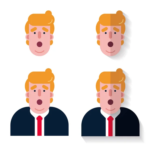 Ícone Plano Face Donald Trump —  Vetores de Stock