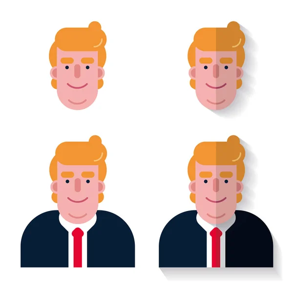 Donald Trump Platte Gezicht Pictogram — Stockvector