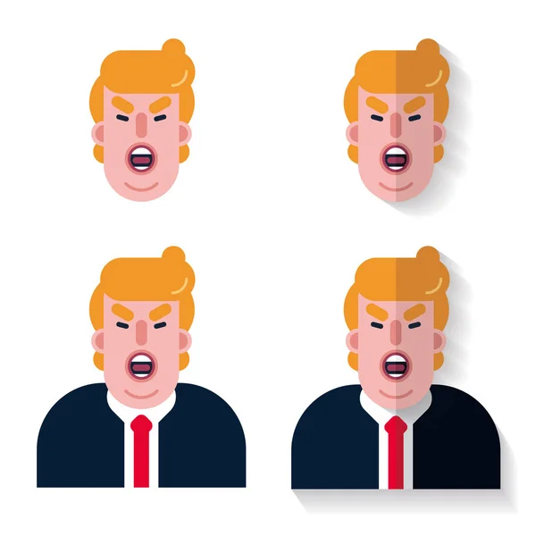 Donald Trumpf Gesicht Flach Symbol — Stockvektor