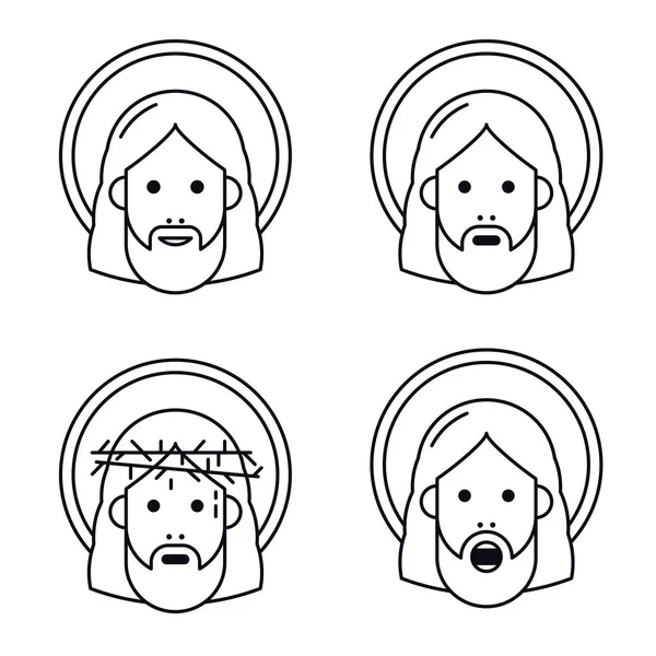 Jesus Kristus Ansikte Platt Ikonen — Stock vektor