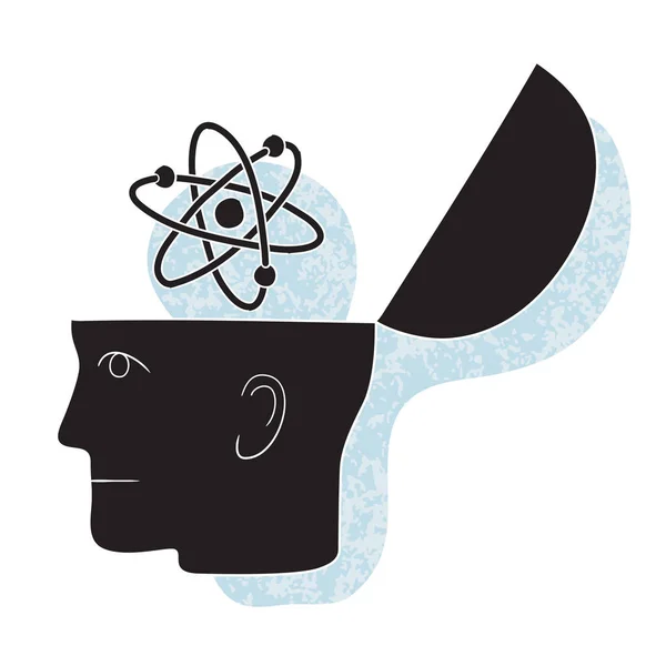 Symbolische Zeichnung Eines Kopfes Und Ein Chemischer Gedanke — Stockvektor