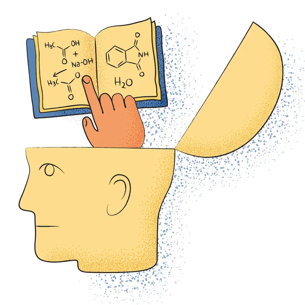 Symbolic Drawing Head Chemistry Thought — Stock Vector