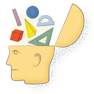 Bir kafa ve matematiksel düşünce sembolik çizim