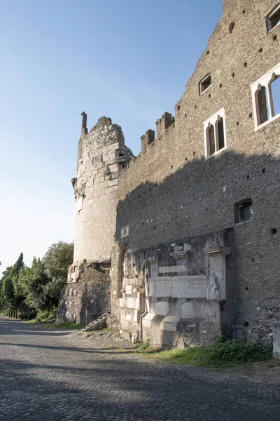 Uitzicht Appia Oude Historische Romeinse Weg — Stockfoto