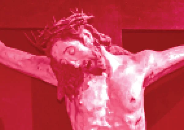 Vektor Illustration Jesus Kristus Korsfäst Korset — Stock vektor