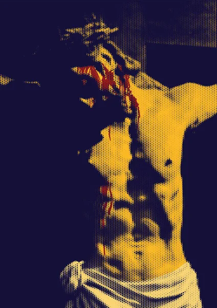 Ilustração Vetorial Jesus Cristo Crucificado Cruz —  Vetores de Stock