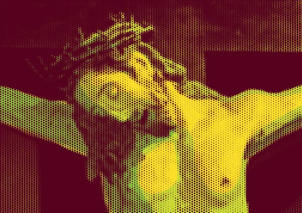 十字架で十字架につけられたイエス キリストのベクトル図 — ストックベクタ
