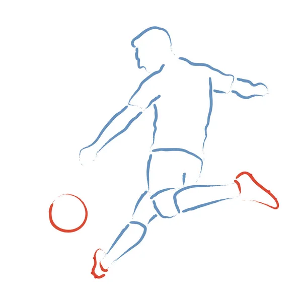 Stiliserad Illustration Med Fotbollsspelare Sparkar Bollen — Stock vektor