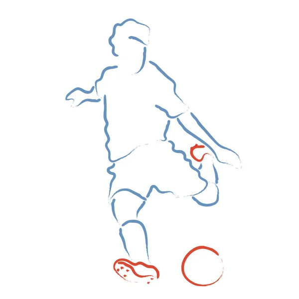 Illustration Stylisée Avec Joueur Football Donnant Coup Pied Ballon — Image vectorielle