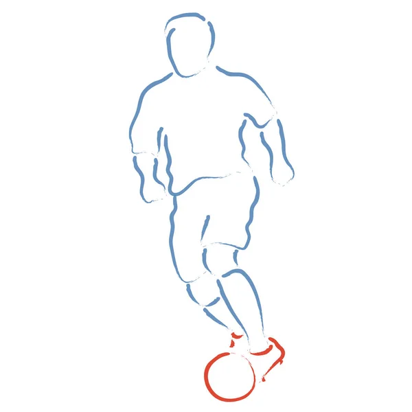 Illustration Stylisée Avec Joueur Football Donnant Coup Pied Ballon — Image vectorielle