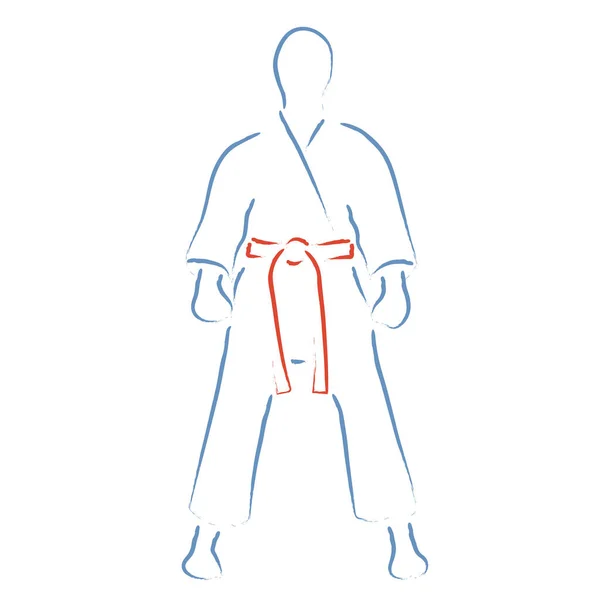 Movimientos Karate Ilustración Vector Karateka Estilizado — Vector de stock