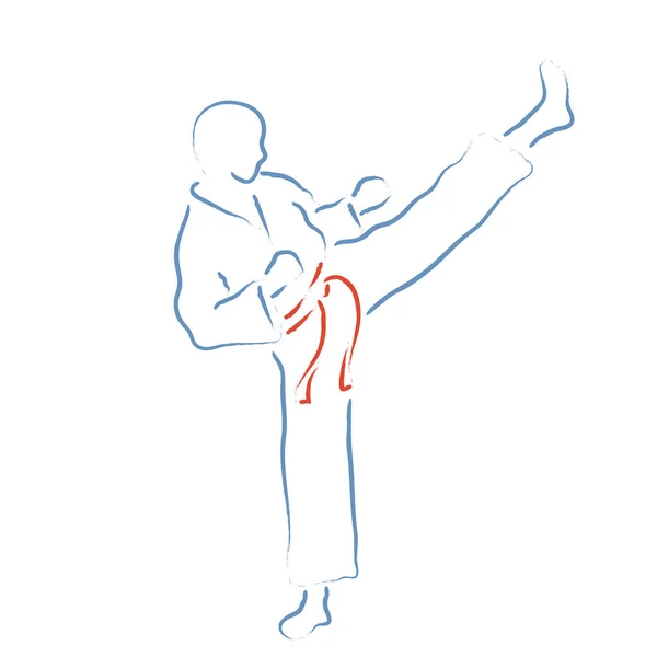 Karate Moves Stylized Karateka Vector Illustration — Stock Vector