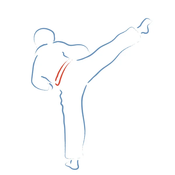 Karate Moves Gestileerde Karateka Vector Illustratie — Stockvector