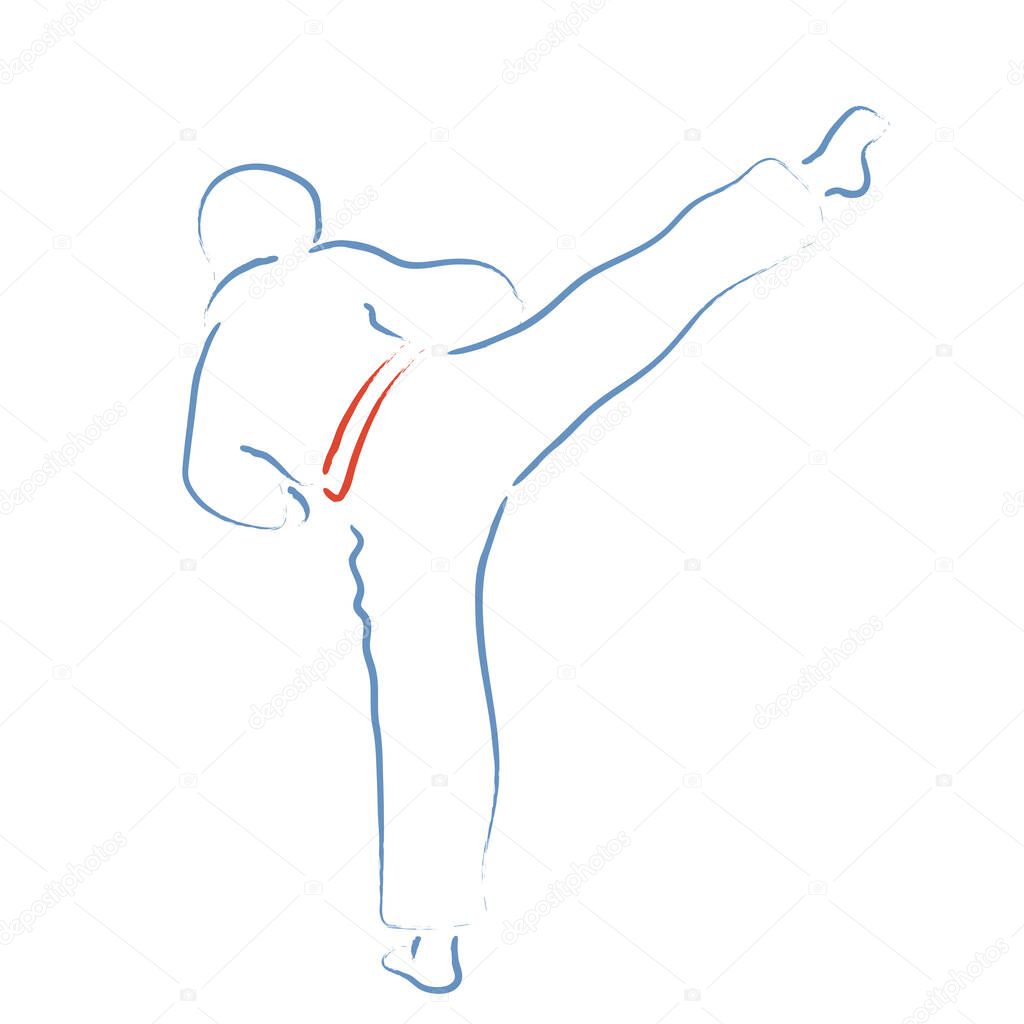 karate moves, stylized karateka vector illustration