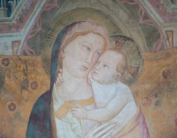 Aedicule Med Målning Madonnan Florens Italien — Stockfoto